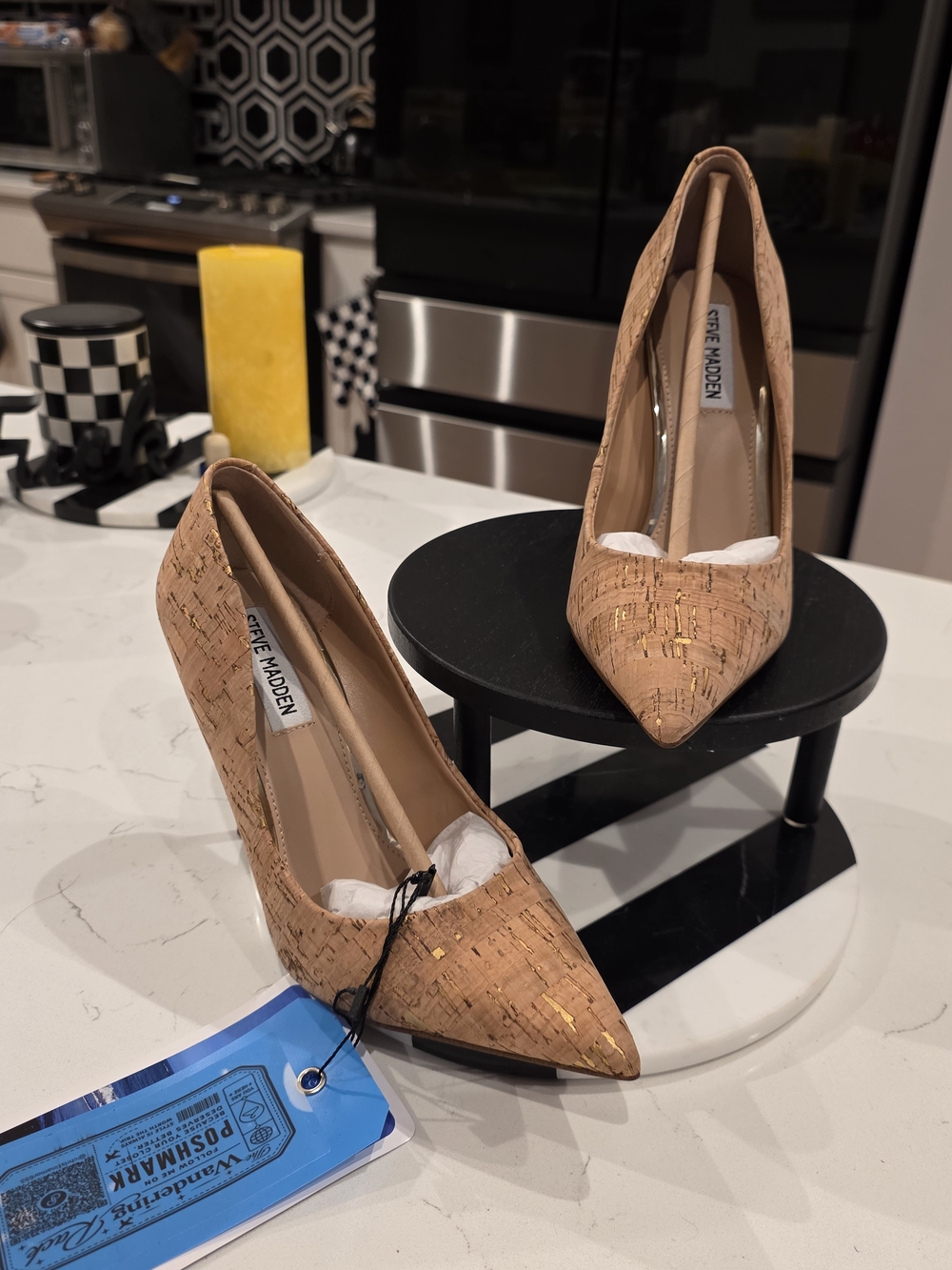 Steve Madden Cork Pointed-Toe Pumps with Gold Fleck